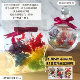 【A-ONE 匯旺】浮游花DIY材料包 天然乾燥花 尤加利葉 綠色羊齒 花材 花藝材料包 永生花 浮油花 乾花 H15