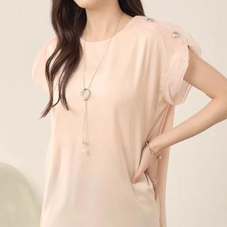 【MYDRESS】優雅裝飾銀釦拼接緞面上衣