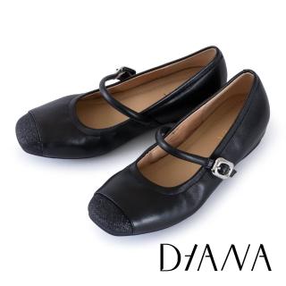 【DIANA】舒適百搭異材質撞色瑪莉珍鞋(黑色)