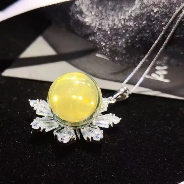 【勝弘珠寶】多明尼加藍珀雪花項鍊-16mm