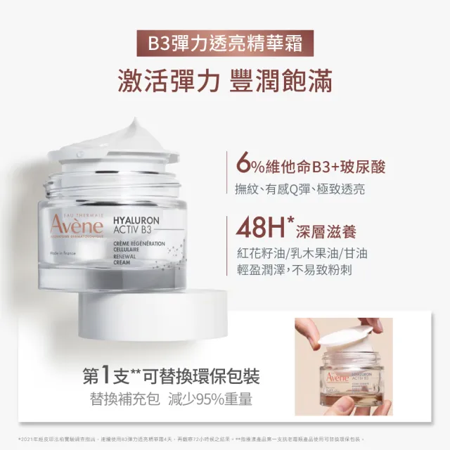 【Avene 雅漾官方直營】KOL推薦★B3抗初老亮彈雙星組(精華液+乳霜)