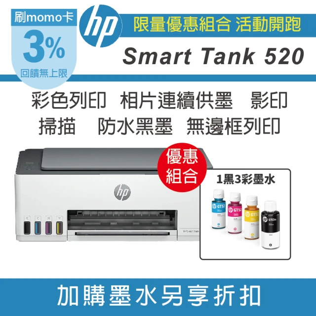 HP 惠普 搭1組1黑3彩墨水 Smart Tank 755