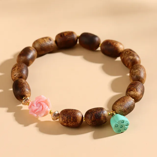 【禧禧珠寶】沉香木牡丹花手鍊