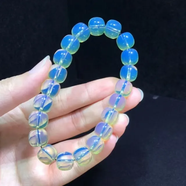 【勝弘珠寶】精品多明尼加高藍藍珀老型珠手串-7*6mm