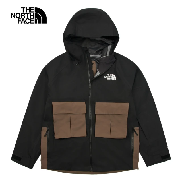 The North Face 北面男款黑色DryVent防水透氣連帽衝鋒衣｜87YF4XO(外套)