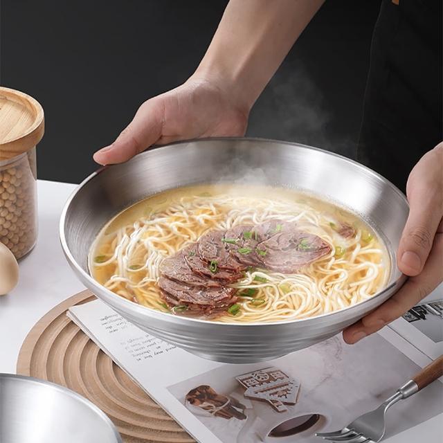【樂適多】304不鏽鋼雙層隔熱碗 2入組 MO6115(碗 不鏽鋼碗 防燙碗 拉麵碗 泡麵碗 湯碗)