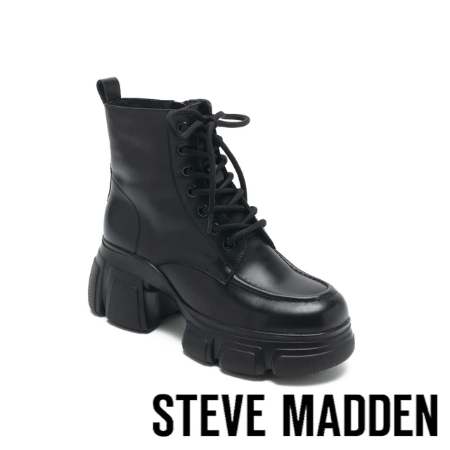 steve madden TWEMMA 率性綁帶厚底短靴(白