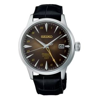【SEIKO 精工】Presage 調酒師 雞尾酒系列 GMT兩地時間機械錶-棕色/40.5mm(SSK039J1 / 4R34-00J0Q)