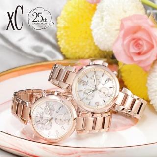 【CITIZEN 星辰】xC系列 亞洲限定 廣告款 櫻花粉紅金 光動能腕錶/35mm(FB1452-58W / FB1452-58A)