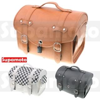 【Supamoto】DP12復古後座箱─小 (黑白格皮革行李箱/復古檔車改裝/機車置物箱)
