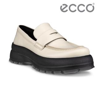 【ecco】TRACK 30 W 蹤跡簡約真皮厚底樂福鞋 女鞋(石灰色 22072301378)