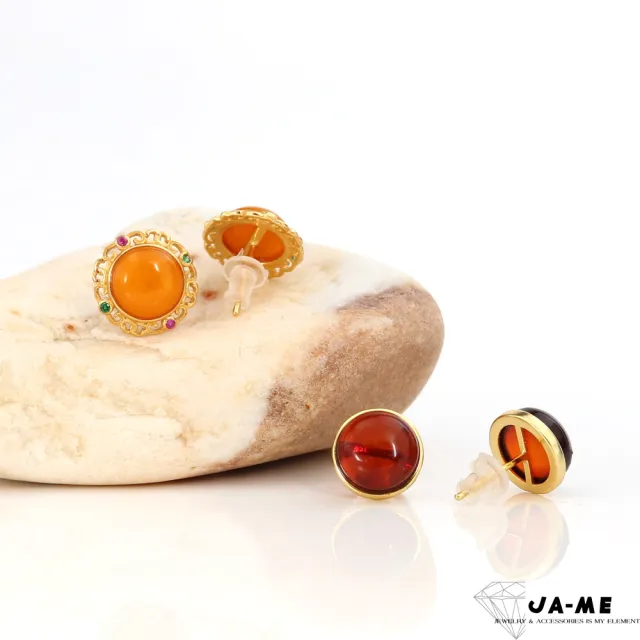 【JA-ME】天然琥珀925純銀耳環(年終慶/年貨節/招財開運/現貨)