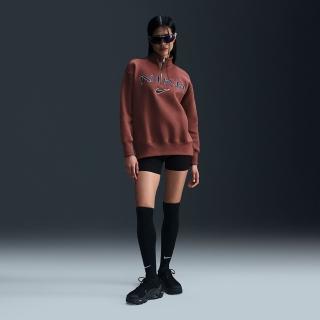 【NIKE 耐吉】長袖上衣 女款 運動 AS W NSW PHNX FLC OS LOGO QZ 咖啡 FV7680-218