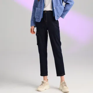 【KERAIA 克萊亞】工裝風美型不褪色修身牛仔褲