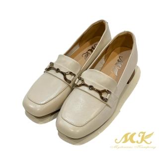 【MK】真皮經典中跟樂福鞋(米白色)