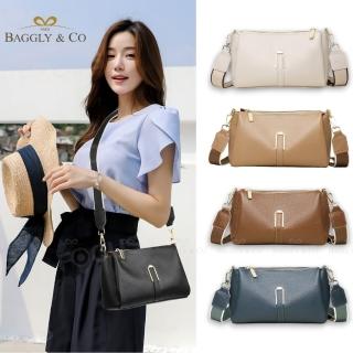 【BAGGLY&CO】美黎頭層牛皮多大容量多格層肩揹包斜揹包(白/卡其/咖啡/藍/黑)