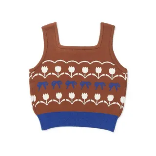 【TALESCOOP】童裝-鬱金香蝴蝶結印花背心(棕色)