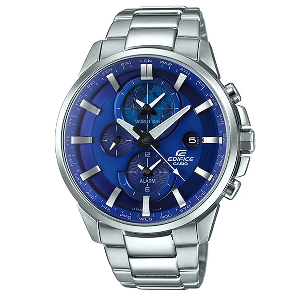 【CASIO 卡西歐】EDIFICE 世界地圖 時尚腕錶 母親節 禮物 推薦(ETD-310D-2AV)