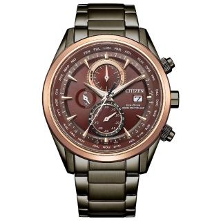 【CITIZEN 星辰】GENTS 時空旅人電波光動能男錶-紅x黑/43mm 禮物(AT8267-86X)送禮