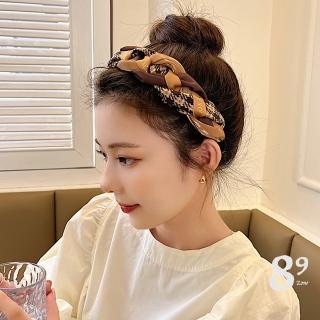 【89 zone】法式古典交叉氣質氣質淑女 髮飾 頭飾 飾品 造型器 編髮器 髮箍 1 入(綠/黑)