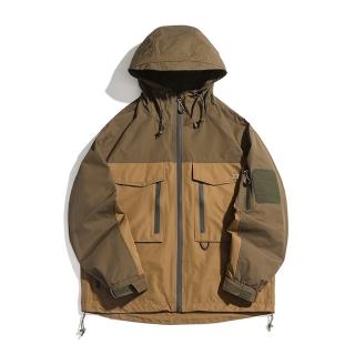 【米蘭精品】現貨+預購 衝鋒衣防風夾克(防潑水拼色連帽衝鋒衣男外套2色74iz15)