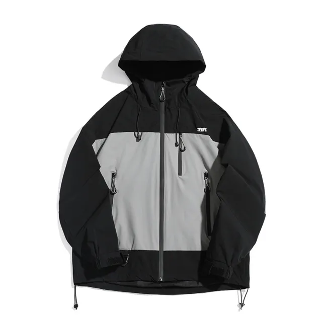 【米蘭精品】現貨+預購 衝鋒衣防風夾克(寬鬆拼色連帽衝鋒衣男外套2色74iz19)