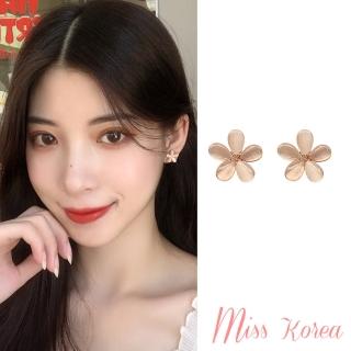 【MISS KOREA】韓國設計清新貓眼石甜美花朵夾式耳環(無耳洞耳環 耳夾 夾式耳環)