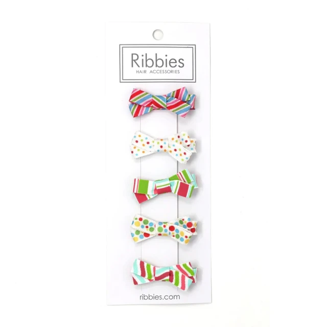 Ribbies 糖果蝴蝶結5入組-紅配綠(蝴蝶結髮夾)