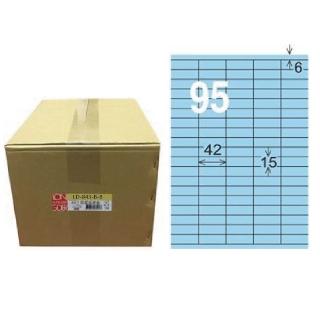 【龍德】LONGDER 三用電腦標籤 A4 95格 15*42mm 淺藍1000張/箱 LD-843-B-B(適用雷射、噴墨、影印)
