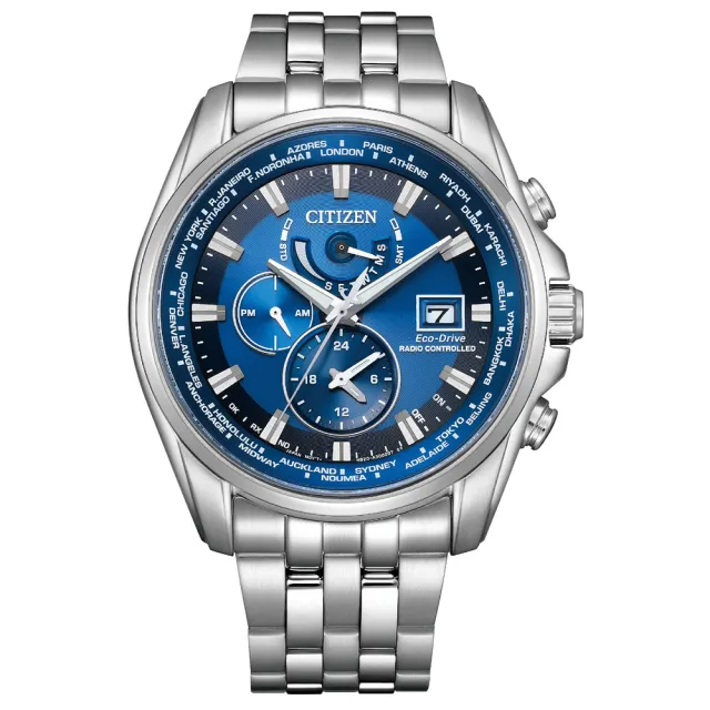 【CITIZEN 星辰】GENTS 超越無限電波光動能男錶-藍x銀/44.3mm(AT9120-89L)618 禮物