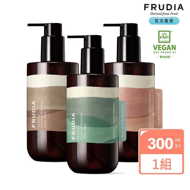 【FRUDIA】自然而然 植萃精油沐浴乳300mlx3入包套組(搭贈同系列身體乳30ml+沐浴乳50ml三入包套+提盒)