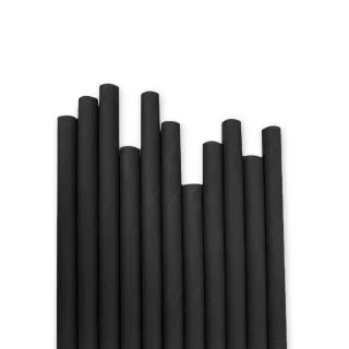 【CLEAN 克林】營業用環保黑色平口紙吸管 6mmx210mm 裸裝100支(夜店 派對 節慶 咖啡吸管 深色飲料 無塑)