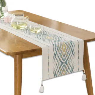 【Dido home】現代簡約棉麻長桌巾桌旗 裝飾桌布-悠藍(HM099)