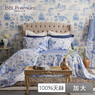 【BBL Premium】100%天絲印花床包被套組-藍色愛情海(加大)