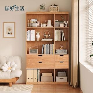 【hoi! 好好生活】林氏木業北歐原木風1.2M四抽多功能書櫃 NG9X