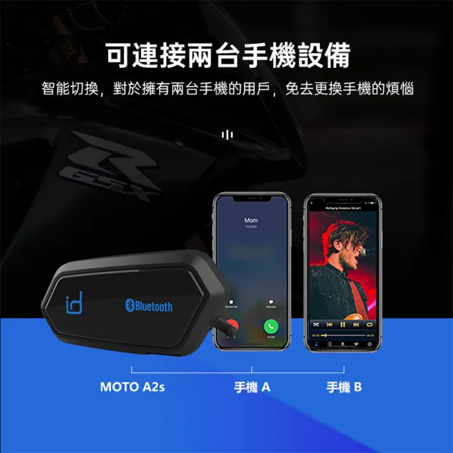 【id221】MOTO A2s 機車安全帽藍牙耳機組(騎行必備伴侶/對講/防水/降噪)