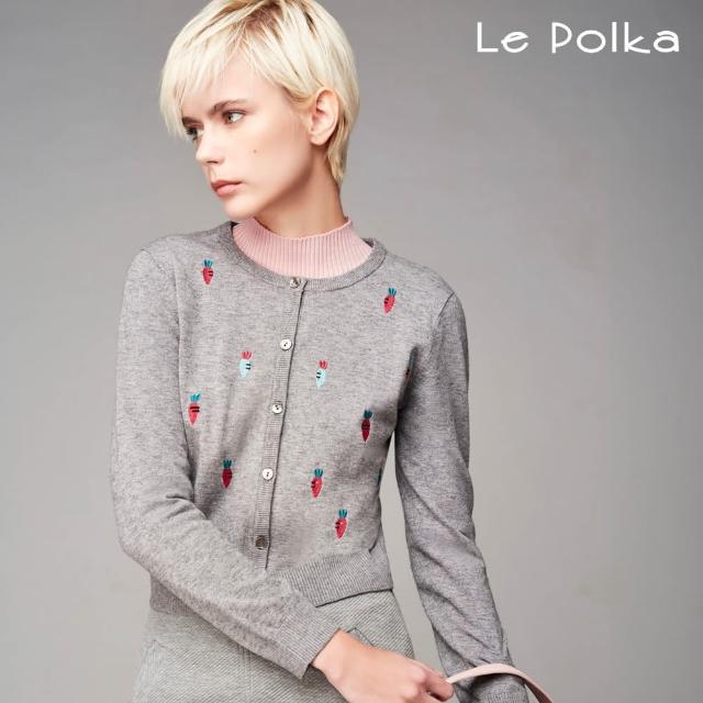 【Le Polka】滿版繡花百搭針織外套-女