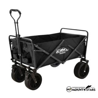 【MOUNTSTARS】露營小推車8吋寬輪推桿山系野營推車/營地車.折疊600D多功能小拉車(露營推車 小推車)