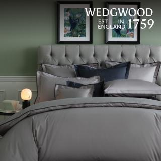 【WEDGWOOD】500織長纖棉 刺繡被套1入｜Solid Color簡約系列邊飾款 驟雨灰(百貨款加大 240x210cm)