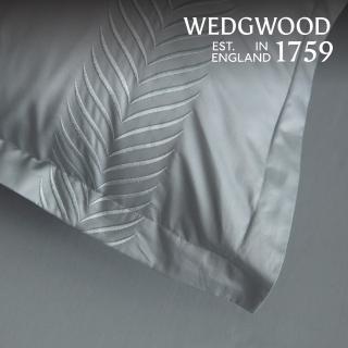 【WEDGWOOD】500織長纖棉 刺繡歐式枕套1入｜葉之華 石板灰(百貨款 51x71cm)
