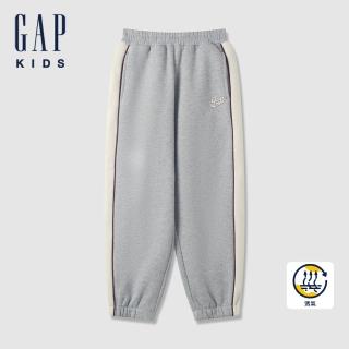 【GAP】女童裝 Logo印花刷毛束口鬆緊運動褲-淺灰色(606700)