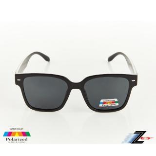 【Z-POLS】日韓潮流新款版型 質感黑大框設計Polarized寶麗來偏光黑抗UV400太陽眼鏡(時尚有型好穿搭)