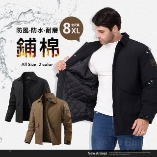 【Billgo】*現貨*XL-8XL加大 工裝鋪棉機能厚襯衫外套-2色 秋冬防風防水 美式卡其上衣(130kg可穿、抗汙)