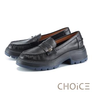 【CHOiCE】經典學院真皮厚底樂福鞋(黑色)