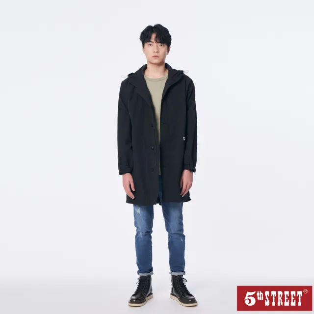 【5th STREET】中性 長版外套 機能外套 黑色(510626)