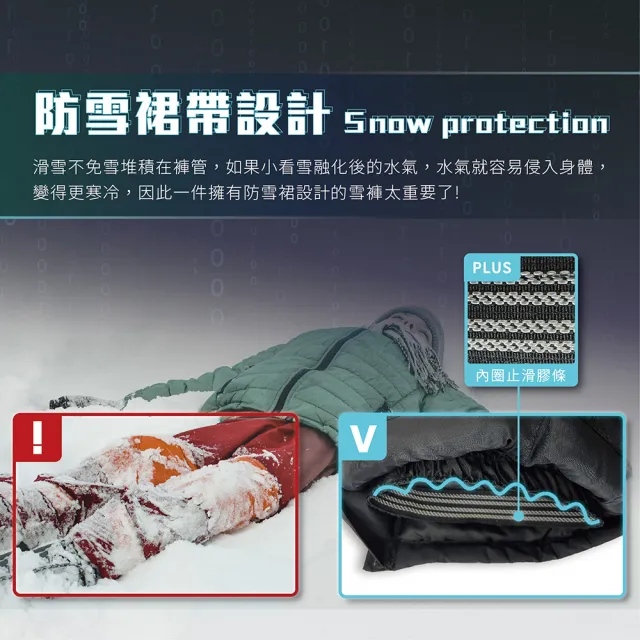【TAS 極限運動】滑雪專用雙層滑雪褲(極致保暖 防雪設計 雪地 抗寒 防潑水 防風 褲子 耐磨 滑雪)