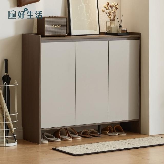 【hoi! 好好生活】林氏木業簡約雙色1.2M三門鞋櫃 OV4N-灰色