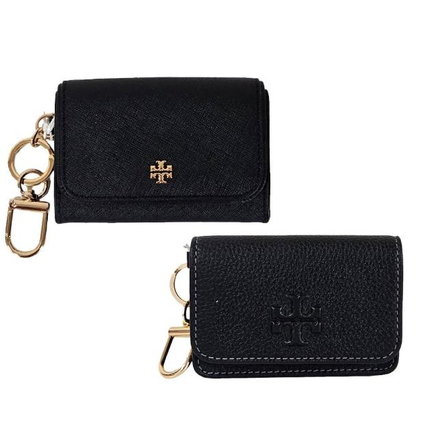 【TORY BURCH】TB 新款 掛式掀蓋名片夾卡片夾證件夾(荔枝紋黑/防刮黑/贈原廠紙袋/38 婦女節送禮)