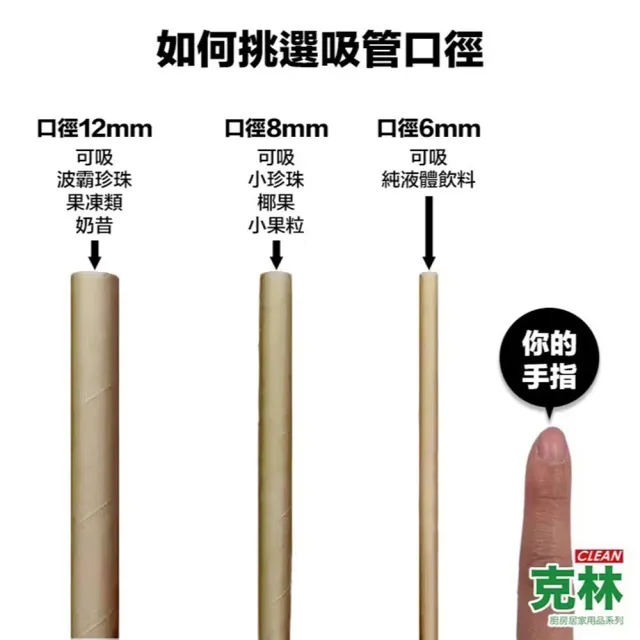【CLEAN 克林】箱售營業用 牛皮紙吸管8mm平口裸包3000支/箱(日式 文青 簡約 自然風 牛皮吸管)