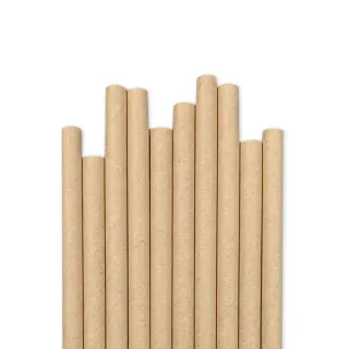 【CLEAN 克林】營業用環保牛皮平口紙吸管 8mmx210mm 裸裝100支(日式 文青 簡約 自然風 牛皮吸管)